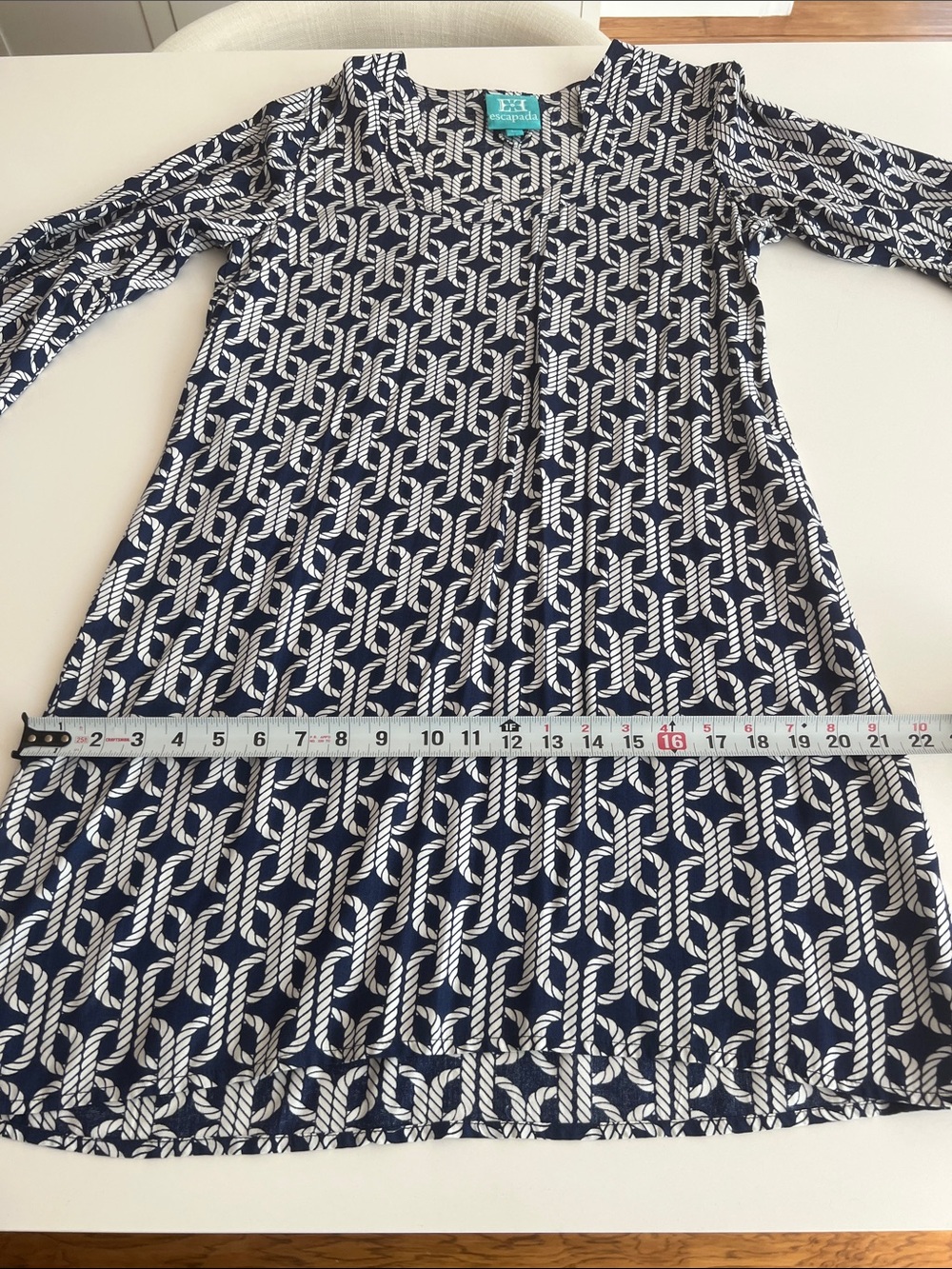 Escapada Bell Sleeve Navy and White Rope Dress - Picture 9 of 10